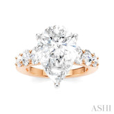 1 1/4 Ctw Pers Shape Oval and Round Cut Diamond Semi-Mount Engagement Ring in 14K Rose and White Gold